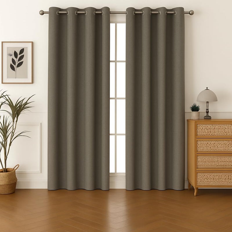 Amali Regal Dimout curtains withGrommets in 2 panels Size (W132 x L 274cm) for living room Decor or bedroom window noise reduction and light blocking - Image 1