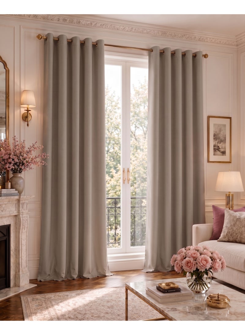 Amali Regal Dimout curtains withGrommets in 2 panels Size (W132 x L 274cm) for living room Decor or bedroom window noise reduction and light blocking - Image 1