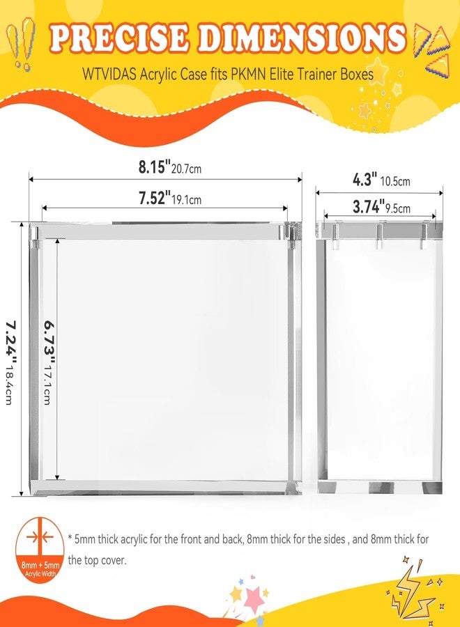 WTVIDAS ETB Acrylic Case 3 Pack, 8mm Ultra Thick ETB Protector Case with Magnetic Lid, Stackable Clear Display Box, Compatible with Elite Trainer Boxes - Image 2
