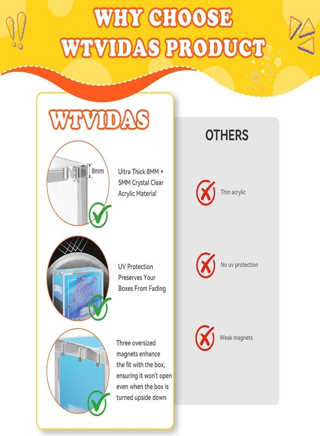 WTVIDAS ETB Acrylic Case 3 Pack, 8mm Ultra Thick ETB Protector Case with Magnetic Lid, Stackable Clear Display Box, Compatible with Elite Trainer Boxes - Image 5