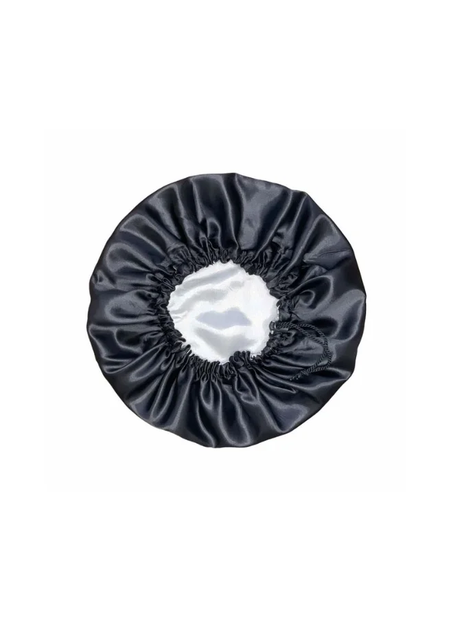 Hair Essentials Satin Bonnet - Black/Silver