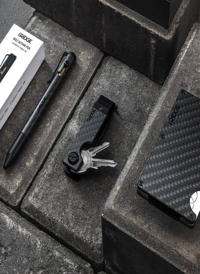 The Ridge Ridge Bolt Action Pen - CNC Machined Everyday Carry Pen, Knurled Grip, Pressurized Refill, Manganese Spring Steel Clip, Compact Pocket EDC Pen with Schmidt EasyFlow 9000 (Carbon Fiber 3K) - Image 2