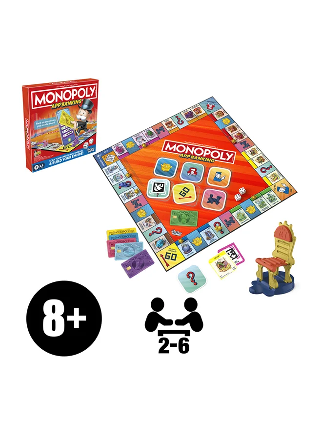 مونوبولي App Banking Board Game | App-Enabled Monopoly Game | Links To Smart Devices | Ages 8+ | 2 To 6 Players | 45 Mins. | Family Games For Kids