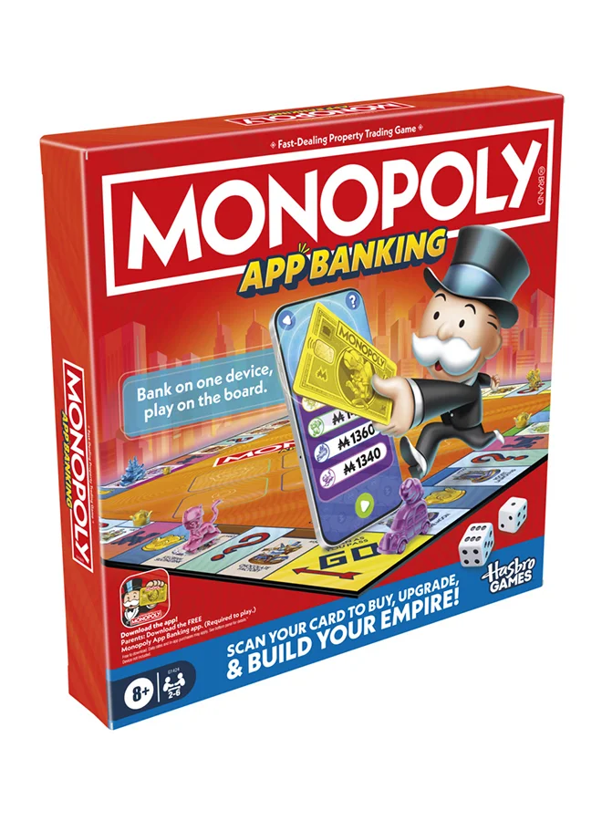 مونوبولي App Banking Board Game | App-Enabled Monopoly Game | Links To Smart Devices | Ages 8+ | 2 To 6 Players | 45 Mins. | Family Games For Kids