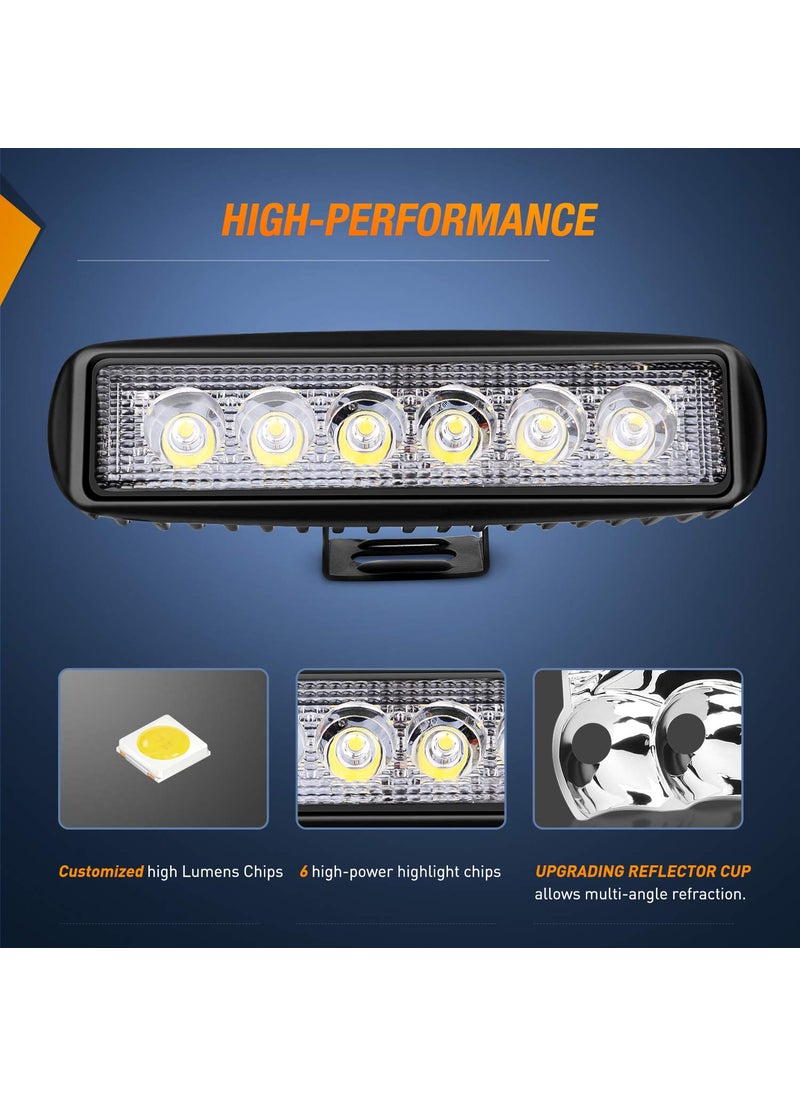 Nilight Nilight LED Light Bar 2PCS 18W 6Inch Flood LED Pods Offroad Fog Light Waterproof for Boat SUV ATV 4WD Car Truck Golf Cart 12V 24V,2 Years Warranty  - Image 3