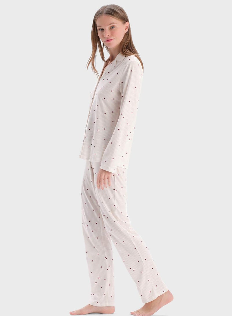 داجي طقم قميص وبنطلون بيجاما بأزرار - Image 3