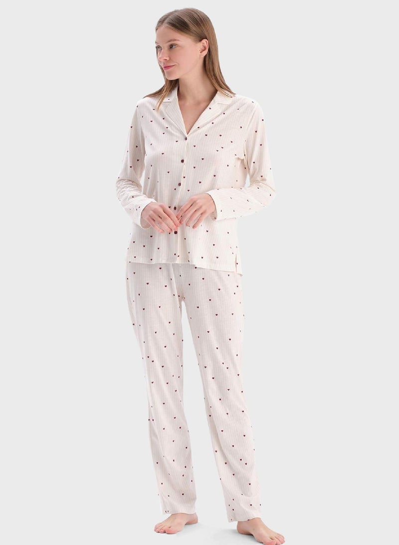 داجي طقم قميص وبنطلون بيجاما بأزرار - Image 1