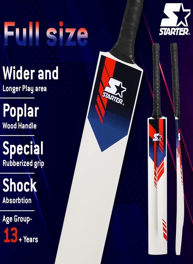 Starter Poplar Willow Cricket Bat with Poplar Wood Handle for Tennis Ball - 13+ Years Kids -Full Size - Red & Blue - Image 4