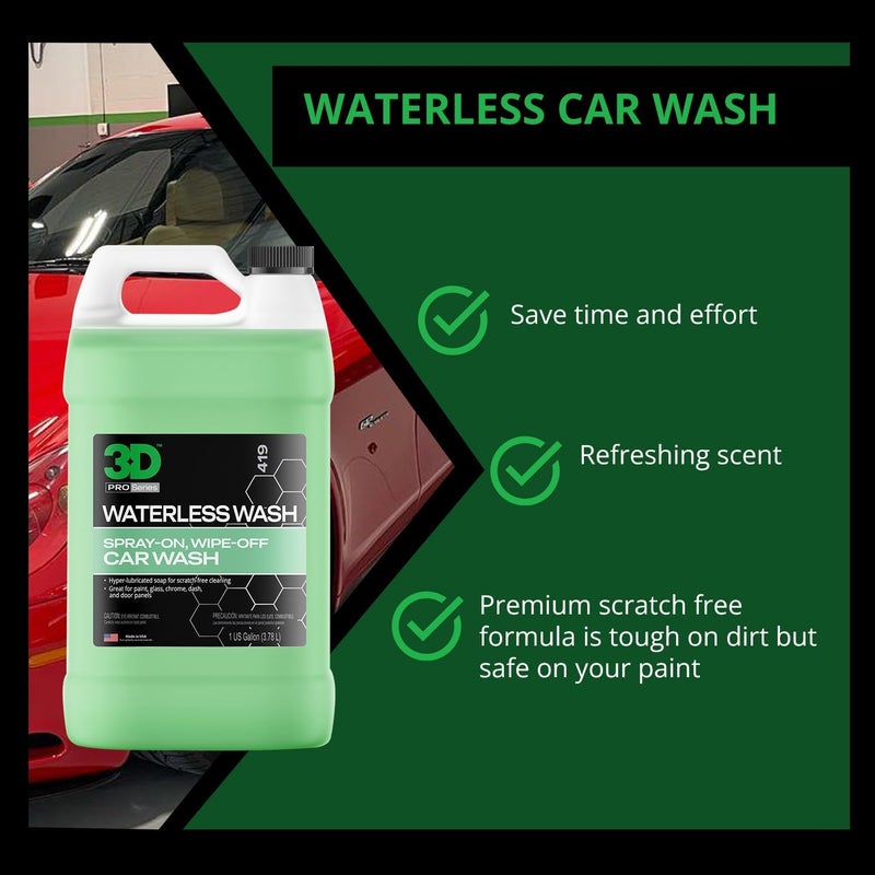 3D Waterless Car Wash - Easy Spray Waterless Detailing Spray - No Soap or Water Needed - Great on Cars, RVs, Motorcycles & Boats 1 Gallon - Image 2