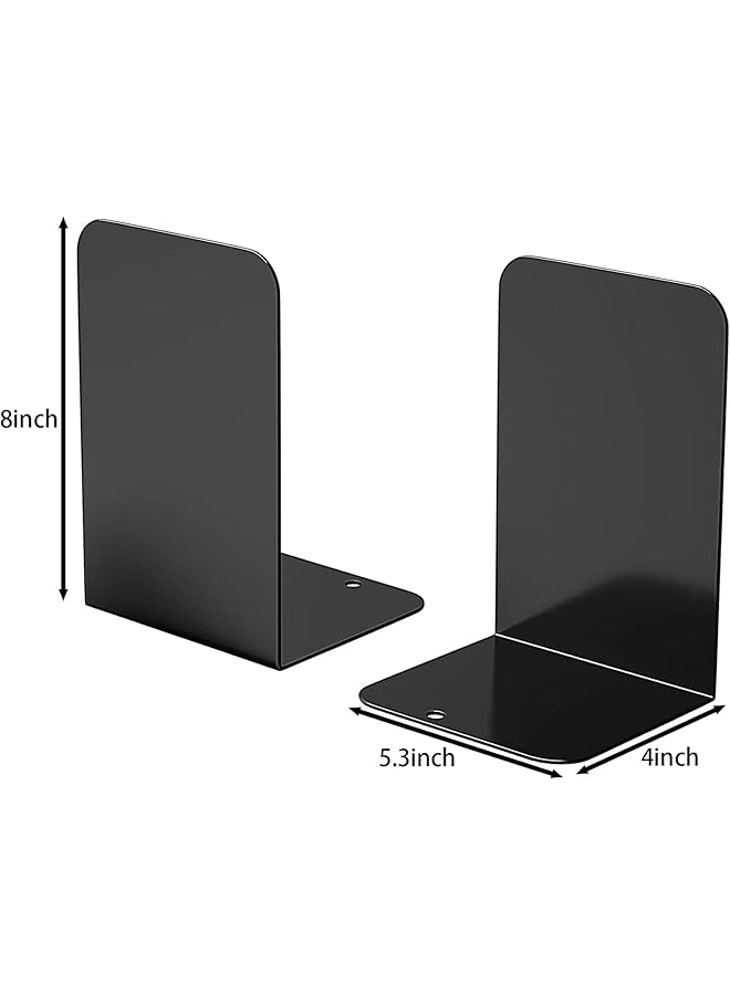 Arabest Book Ends Bookends For Shelves Premium Book Ends For Heavy Books Metal Book Shelf Holder Home Decorative For Books Movies Cds Video Games Metal Bookends Black 4 Pairs 8 Pieces - Image 2
