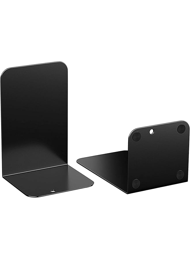 Arabest Book Ends Bookends For Shelves Premium Book Ends For Heavy Books Metal Book Shelf Holder Home Decorative For Books Movies Cds Video Games Metal Bookends Black 4 Pairs 8 Pieces - Image 3