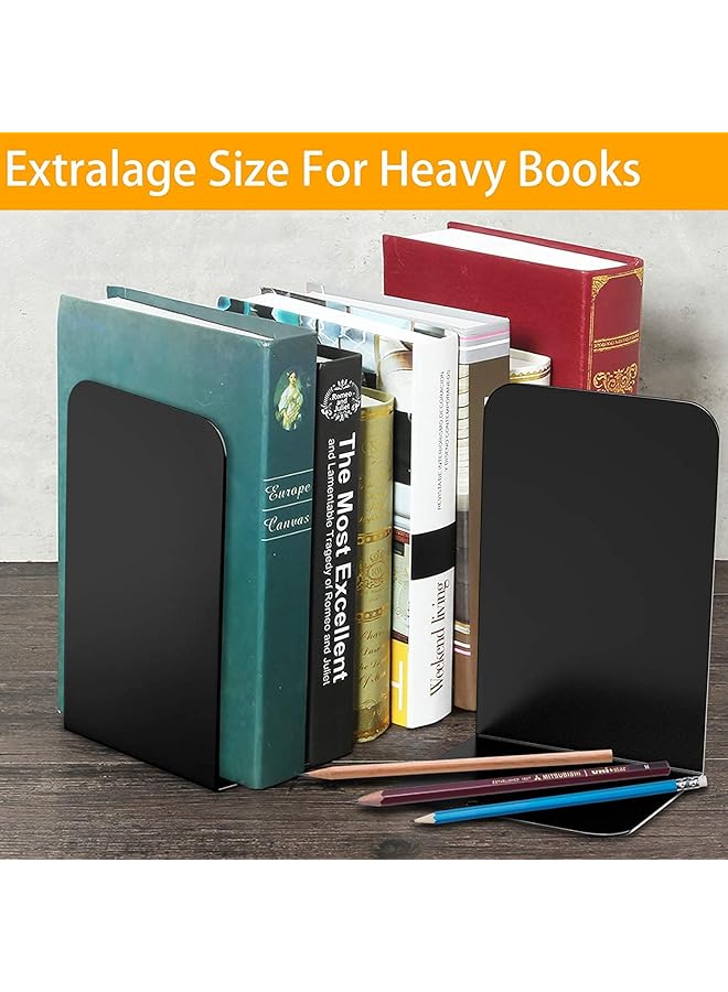 Arabest Book Ends Bookends For Shelves Premium Book Ends For Heavy Books Metal Book Shelf Holder Home Decorative For Books Movies Cds Video Games Metal Bookends Black 4 Pairs 8 Pieces - Image 5
