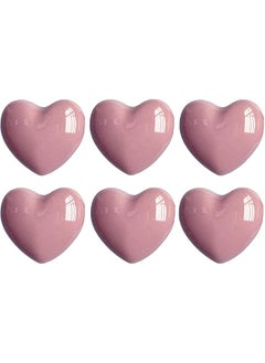 The Bros 6pcs Ceramic Drawer Knobs, Kitchen Furniture Knobs, Heart Shape Cabinet Dresser Pulls Handles, Kitchen Furniture Knobs for Closet Cupboard Wardrobe, Pink  - Image 1