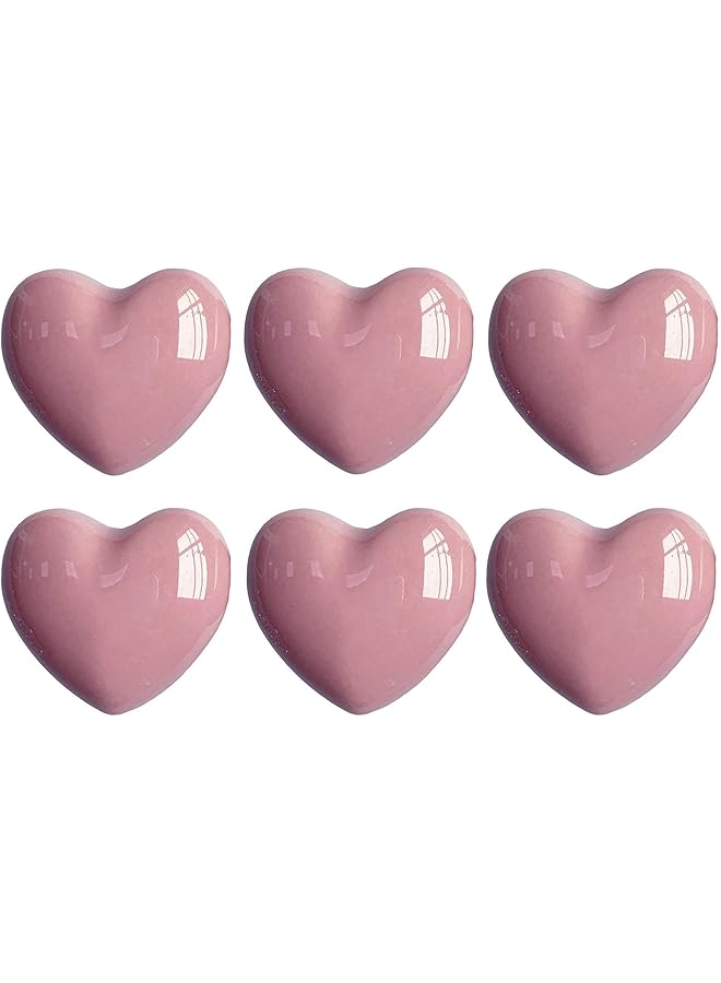 The Bros 6 قطع مقابض خزائن سيراميك، مقابض أثاث المطبخ، مقابض سحب شكل قلب لخزائن الملابس، مقابض أثاث المطبخ لخزائن الدولاب، وردي - Image 1