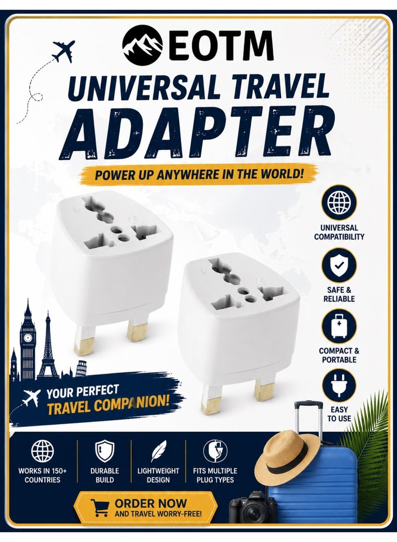 EOTM Pack Of 2 Multi Purpose Power Plug Adapter White - Image 1