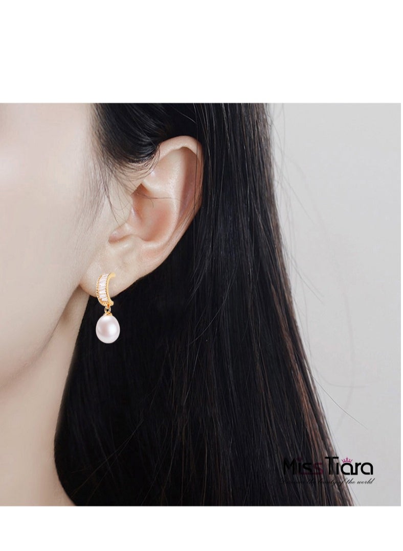 MissTiara - Classic Elegant Luxury Style Natural Freshwater Pearl With Advanced Zircon Earrings For Girls And Women Great Idea For Birthday Gift With Beautiful Packaging - Image 1