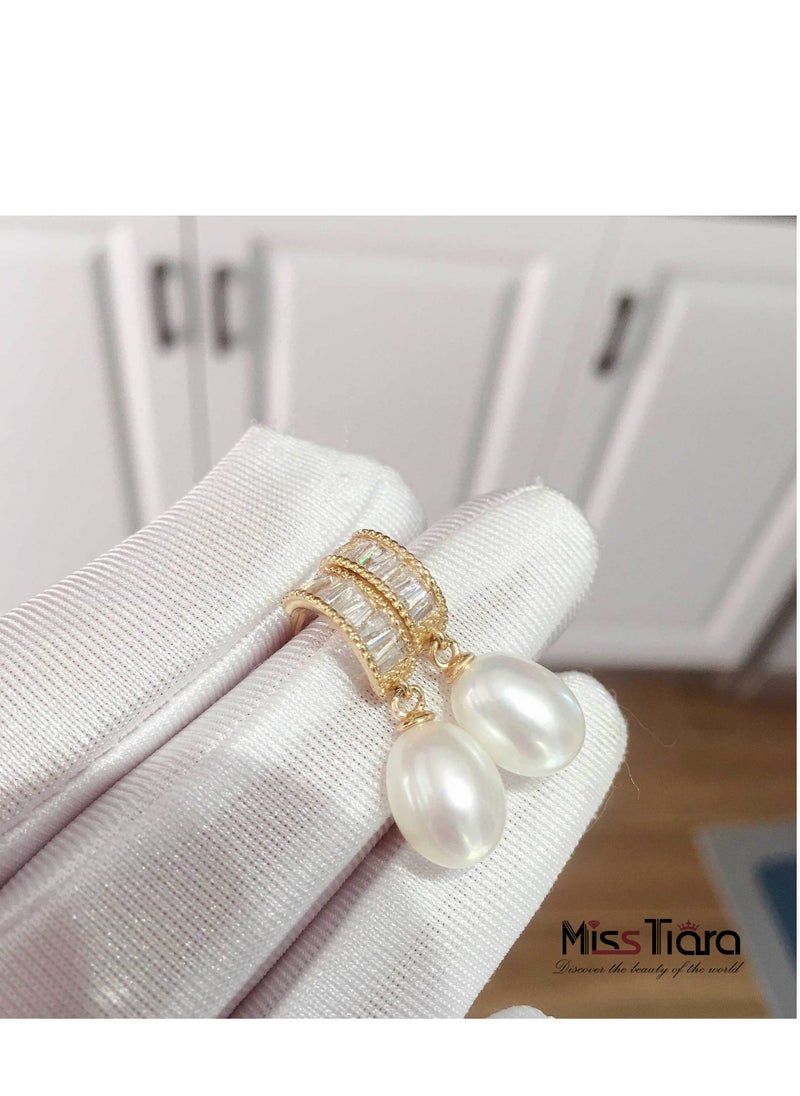 MissTiara - Classic Elegant Luxury Style Natural Freshwater Pearl With Advanced Zircon Earrings For Girls And Women Great Idea For Birthday Gift With Beautiful Packaging - Image 1