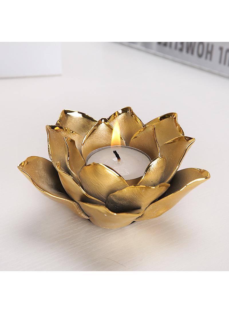 Lotus Shaped Ceramic Home Candlestick Decorations Candlesticks Gold 