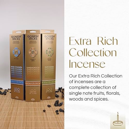 Gonesh - Extra Rich Scented Incense Sticks - Non-Toxic 10” Slow Burn Aromatic Sticks - Patchouli - 100 Pack - Image 4