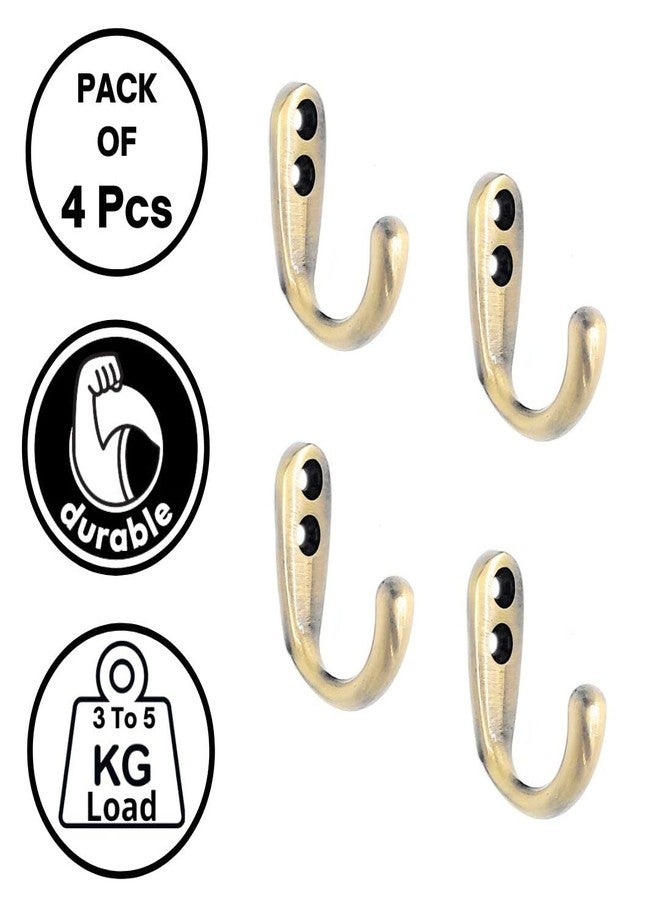 FAPBADRI Multipurpose Hooks, Used to Hang Clothes, Bags, Coats, Curtain Hold Backs, Keys, Antique Gold Colour, Material - White Metal, Screws and Wallplugs Included, Pack of 4 Pieces - Image 5
