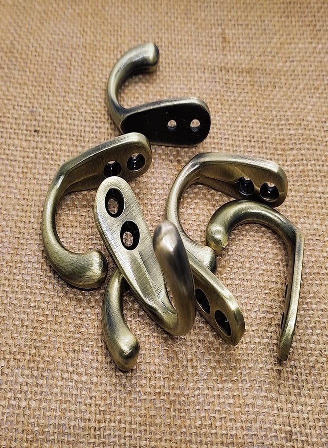 FAPBADRI Multipurpose Hooks, Used to Hang Clothes, Bags, Coats, Curtain Hold Backs, Keys, Antique Gold Colour, Material - White Metal, Screws and Wallplugs Included, Pack of 4 Pieces - Image 2