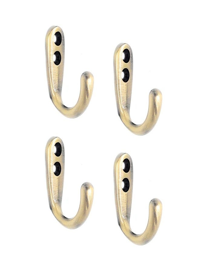 FAPBADRI Multipurpose Hooks, Used to Hang Clothes, Bags, Coats, Curtain Hold Backs, Keys, Antique Gold Colour, Material - White Metal, Screws and Wallplugs Included, Pack of 4 Pieces - Image 1