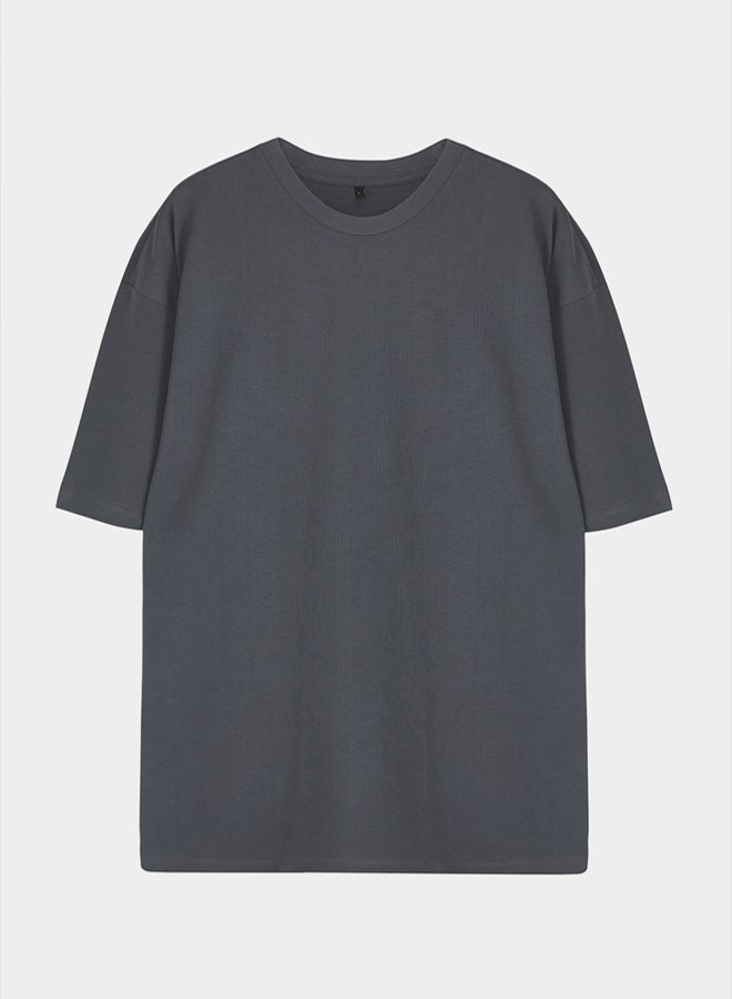 trendyol Anthracite Color Oversize Printed T-shirt - Image 4
