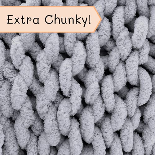 Adyrescia Chunky Knit Blanket Throw | 100% Hand Knit with Jumbo Chenille Yarn (40"x50", Lilac Gray) - Image 5
