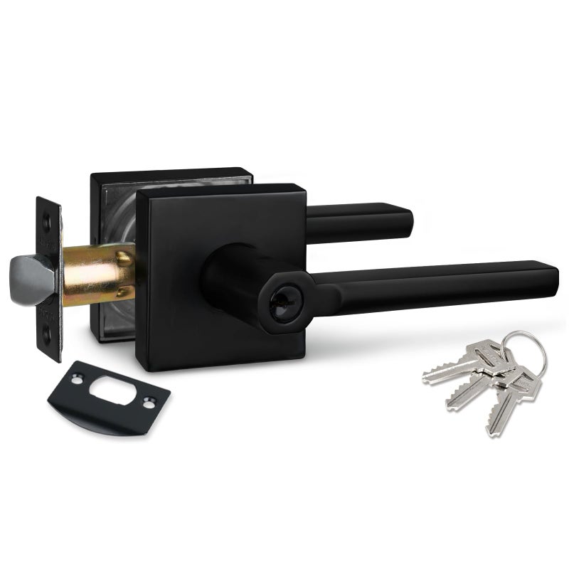 NEWBANG Keyed Entry Lever Lock in Matte Black for Exterior Door HD1601-DB-ET-1P - Image 1