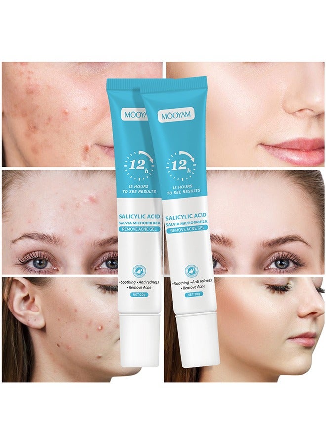 MOOYAM Salicylic Acid Salvia Miltiorrhiza Remove Acne Gel - Rapid Action Acne Spot Treatment for Face Closure & Acne Dots, Premium Acne Scar Gel & Pimple Remover 20g  - Image 1