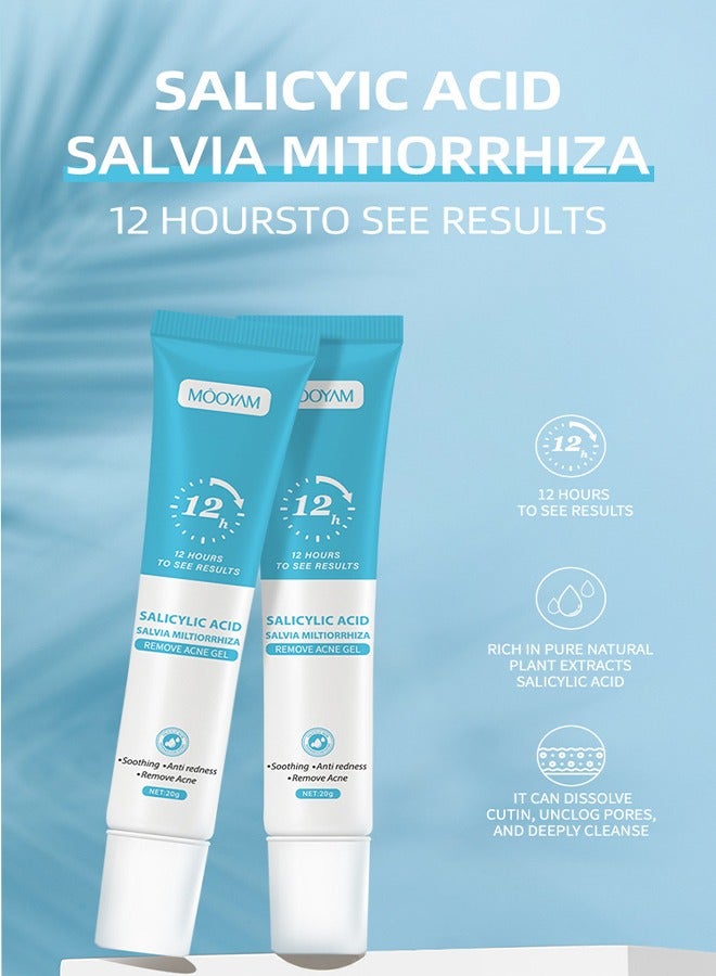 MOOYAM Salicylic Acid Salvia Miltiorrhiza Remove Acne Gel - Rapid Action Acne Spot Treatment for Face Closure & Acne Dots, Premium Acne Scar Gel & Pimple Remover 20g  - Image 5