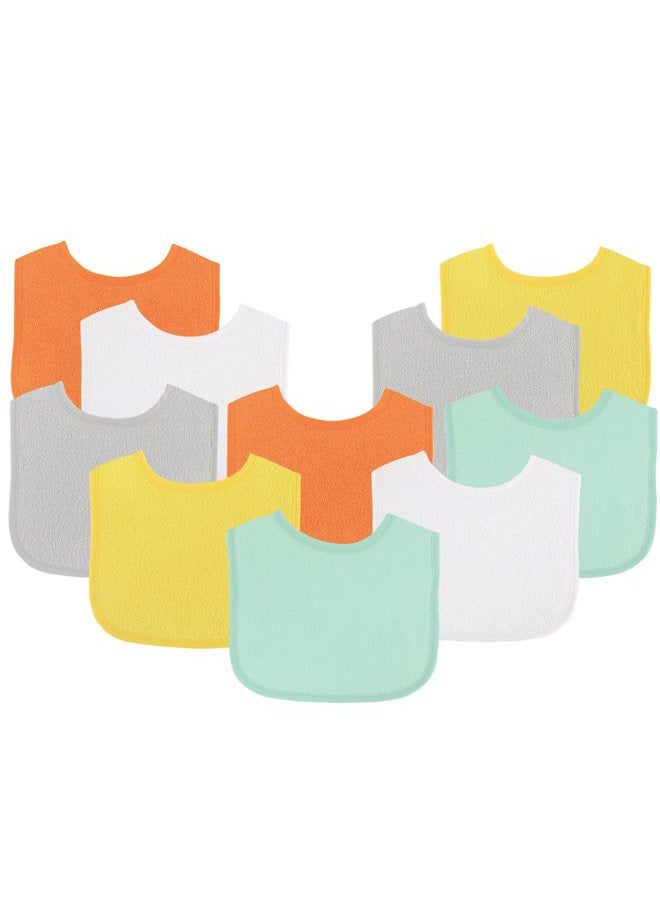 Luvable Friends Unisex Baby Cotton Terry Bibs, Neutral Solid, One Size - Image 2