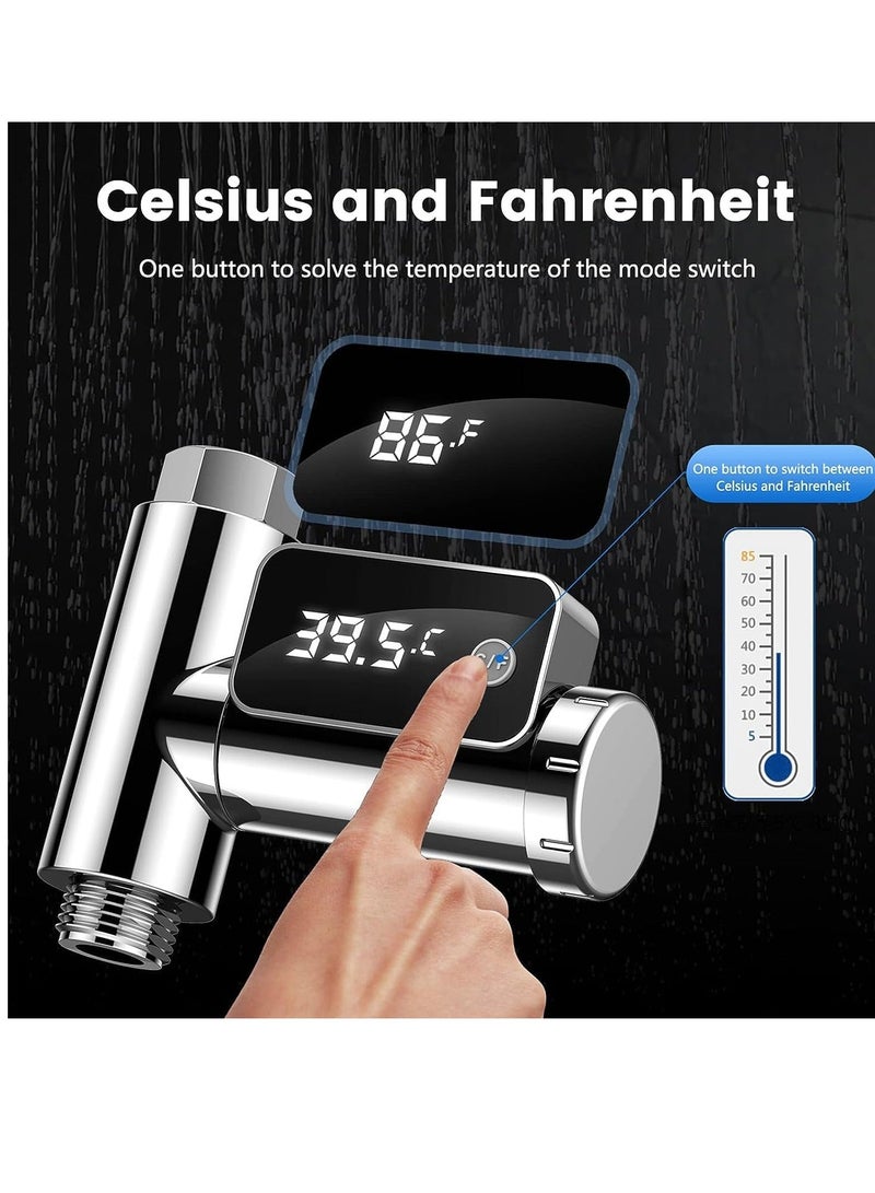 Shower Thermometer LED Digital Display Shower Water Thermometer, 360° Rotating Screen, Fahrenheit and Centigrade Display, Baby Bath Water Thermometer for Home Bathroom KitchenSilver - Image 4