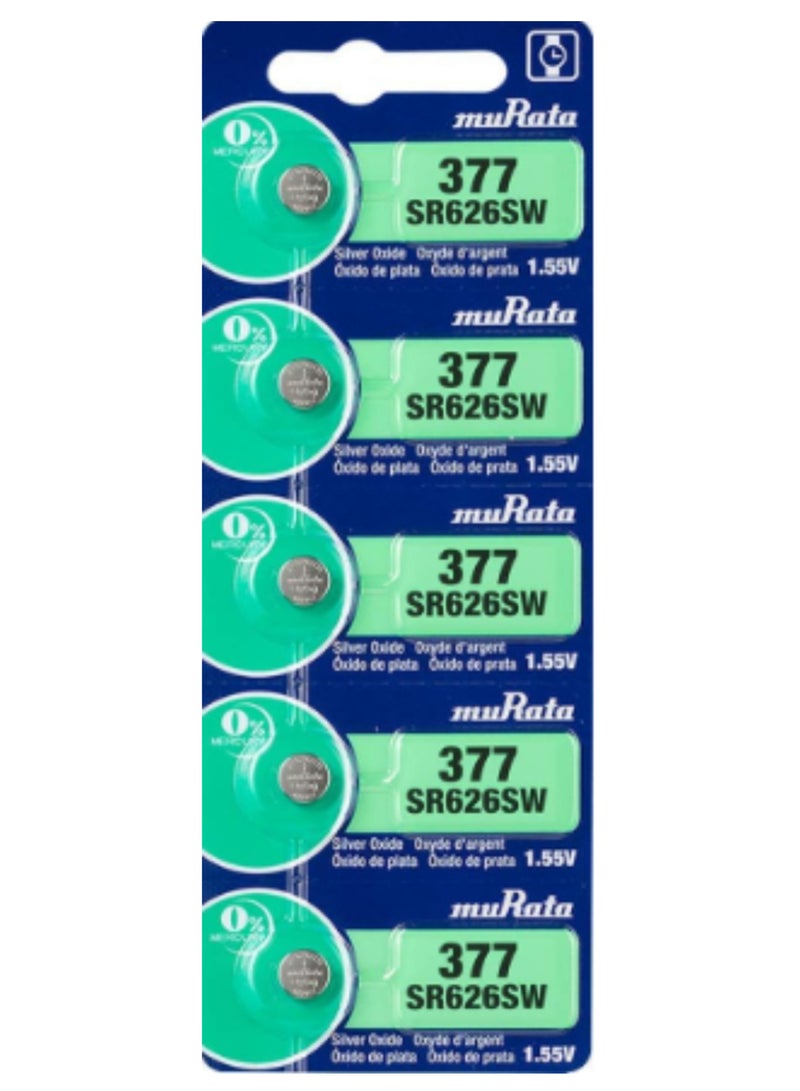 موراتا 5 قطع موراتا SR626SW / 377 أكسيد الفضة 1.55 فولت (موراتا) بطاريات ياباني - Image 1