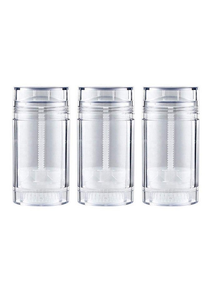 ConStore 3Pcs Round Shape Bottom Filling Stick Deodorant Container Empty Reusable Deodorant Bottles Clear Twist Up Stick Tube (75Ml) - Image 1