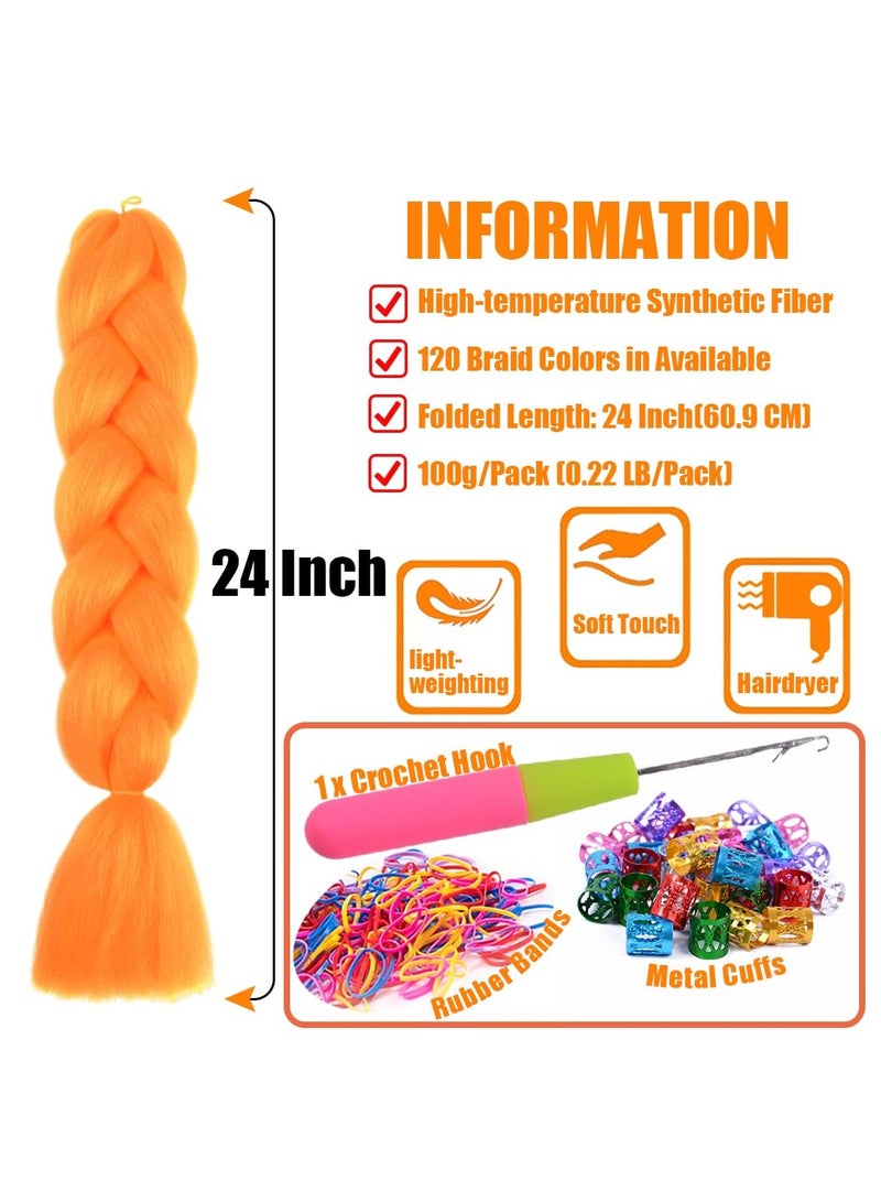 إستيل وصلات شعر ضفائر أفريقية، وصلات شعر ضفائر كروشيه، شعر ضفائر صناعي عالي الحرارة، ألياف صناعية، شعر ضفائر جامبو ياكي (برتقالي، 3 قطع) - Image 3