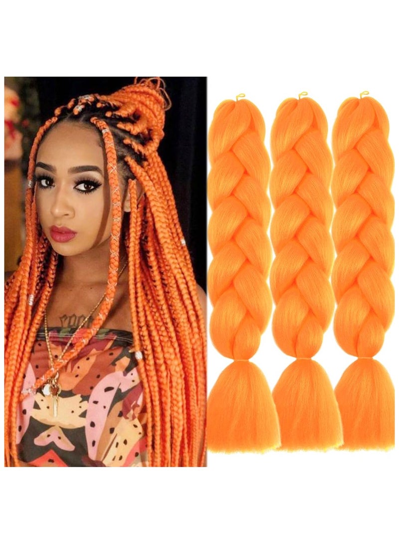 إستيل وصلات شعر ضفائر أفريقية، وصلات شعر ضفائر كروشيه، شعر ضفائر صناعي عالي الحرارة، ألياف صناعية، شعر ضفائر جامبو ياكي (برتقالي، 3 قطع) - Image 1
