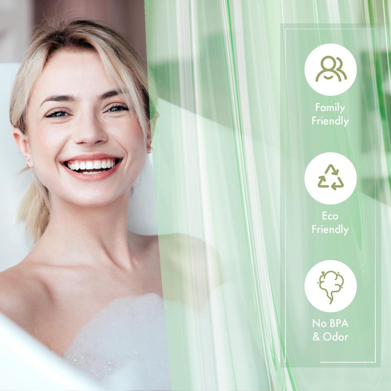 AmazerBath Shower Curtain Liner, 72x72 Transparent Mint Green Shower Liner, Lightweight Plastic Shower Curtain Liners, Waterproof Shower Liner for Bathroom with 3 Magnets and 12 Grommet Holes - Image 2