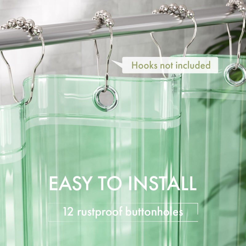 AmazerBath Shower Curtain Liner, 72x72 Transparent Mint Green Shower Liner, Lightweight Plastic Shower Curtain Liners, Waterproof Shower Liner for Bathroom with 3 Magnets and 12 Grommet Holes - Image 3
