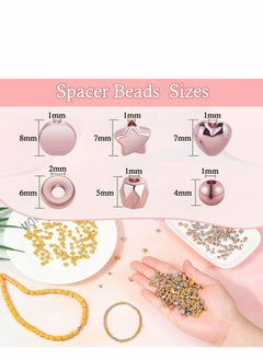 Excefore 2160 Pieces Gold Spacer Beads Set, Assorted Bracelet Beads Round Beads Star Beads Gold Beads for Bracelet Jewelry Making(Gold, Sliver, Rose Gold, KC Gold)  - Image 4