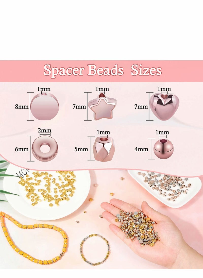 Excefore 2160 Pieces Gold Spacer Beads Set, Assorted Bracelet Beads Round Beads Star Beads Gold Beads for Bracelet Jewelry Making(Gold, Sliver, Rose Gold, KC Gold)  - Image 4