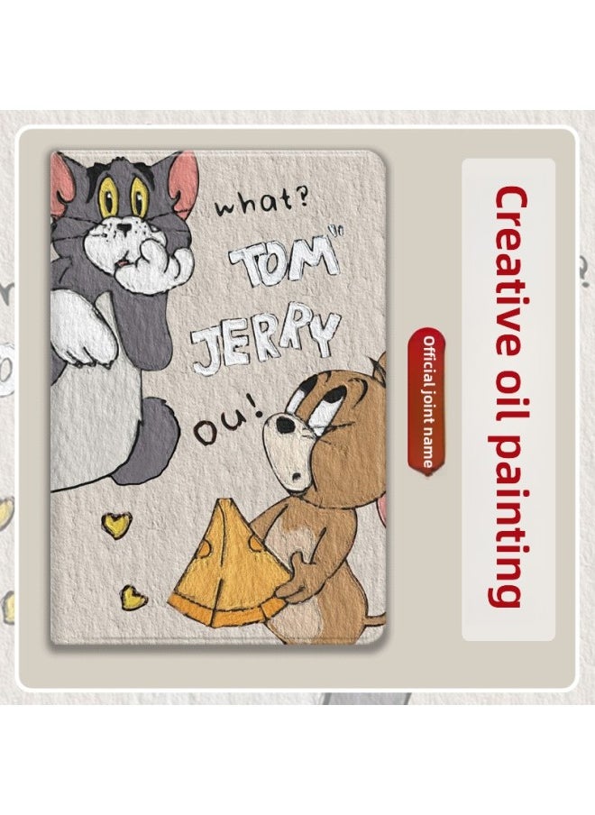 Ipad Protective Cover 2021 For Apple 10 Generation Flat Air2 Anti-fall Ipad9/8 Silicone 6 Transparent 5 Shell Air-Color:Sky Blue Cat And Mouse-Applicable Models:Ipad Pro 2018 Version Full Screen( 11