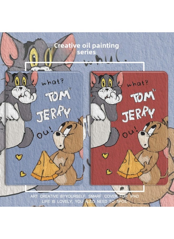 Ipad Protective Cover 2021 For Apple 10 Generation Flat Air2 Anti-fall Ipad9/8 Silicone 6 Transparent 5 Shell Air-Color:Sky Blue Cat And Mouse-Applicable Models:Ipad Pro 2018 Version Full Screen( 11