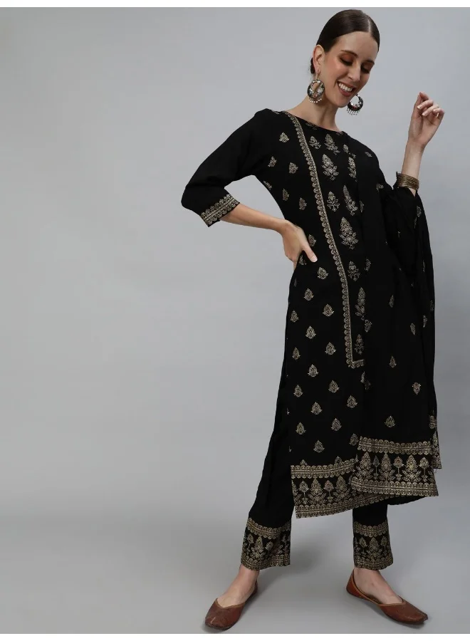 AKS AKS Ethnic Motifs Printed Straight Kurta & Trousers with Dupatta
