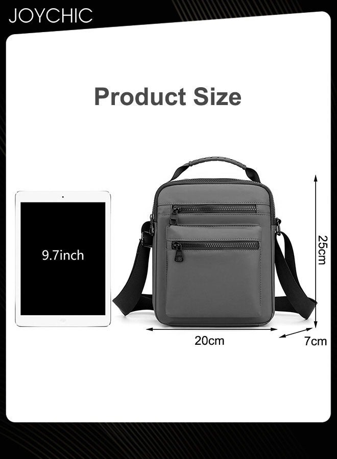 Joychic حقيبة كروس بودي مقاومة للتآكل بتصميم بسيط غير رسمي للرجال، حقيبة كتف متعددة الجيوب بسعة كبيرة مع أحزمة قابلة للتعديل للهاتف وجواز السفر باللون الرمادي - Image 5