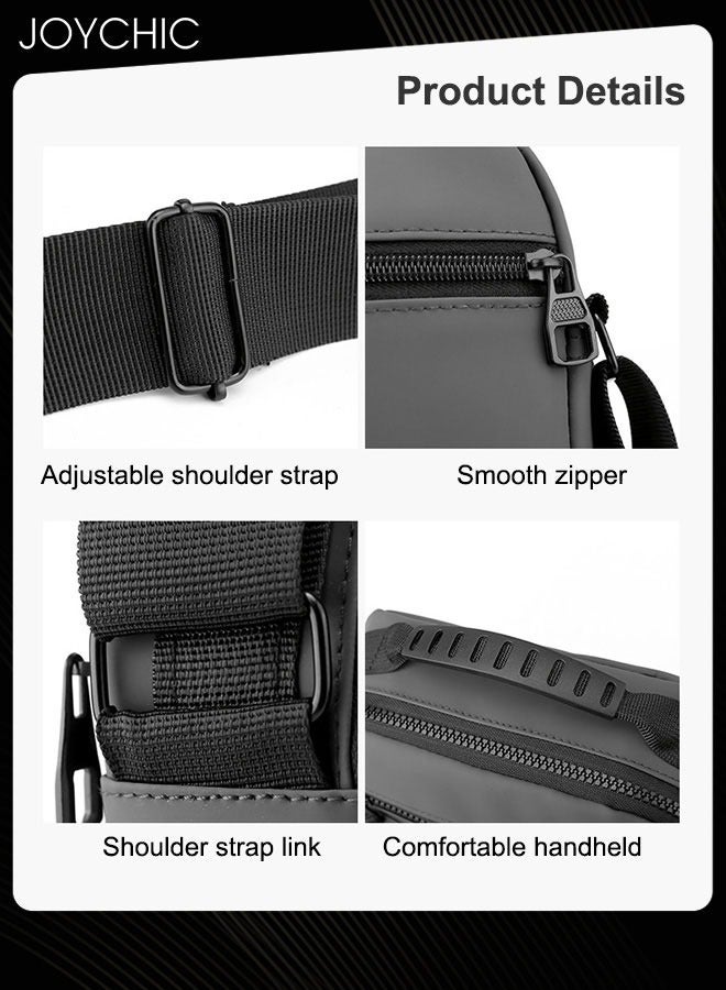 Joychic حقيبة كروس بودي مقاومة للتآكل بتصميم بسيط غير رسمي للرجال، حقيبة كتف متعددة الجيوب بسعة كبيرة مع أحزمة قابلة للتعديل للهاتف وجواز السفر باللون الرمادي - Image 4