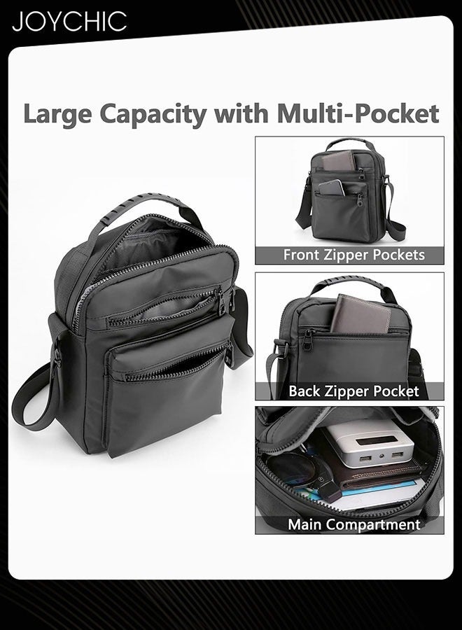 Joychic حقيبة كروس بودي مقاومة للتآكل بتصميم بسيط غير رسمي للرجال، حقيبة كتف متعددة الجيوب بسعة كبيرة مع أحزمة قابلة للتعديل للهاتف وجواز السفر باللون الرمادي - Image 2