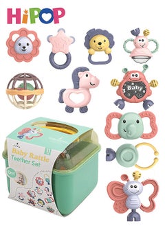 HIPOP 11pcs Baby Rattle Toy, Infant Teething Toys, Grab and Spin Rattles Sensory Toy Set, Food Grade Silicone Material, Baby Toys Gift for Babies 0-12-24 Months Boys Girls, Early Educational Toy Set.  - Image 1