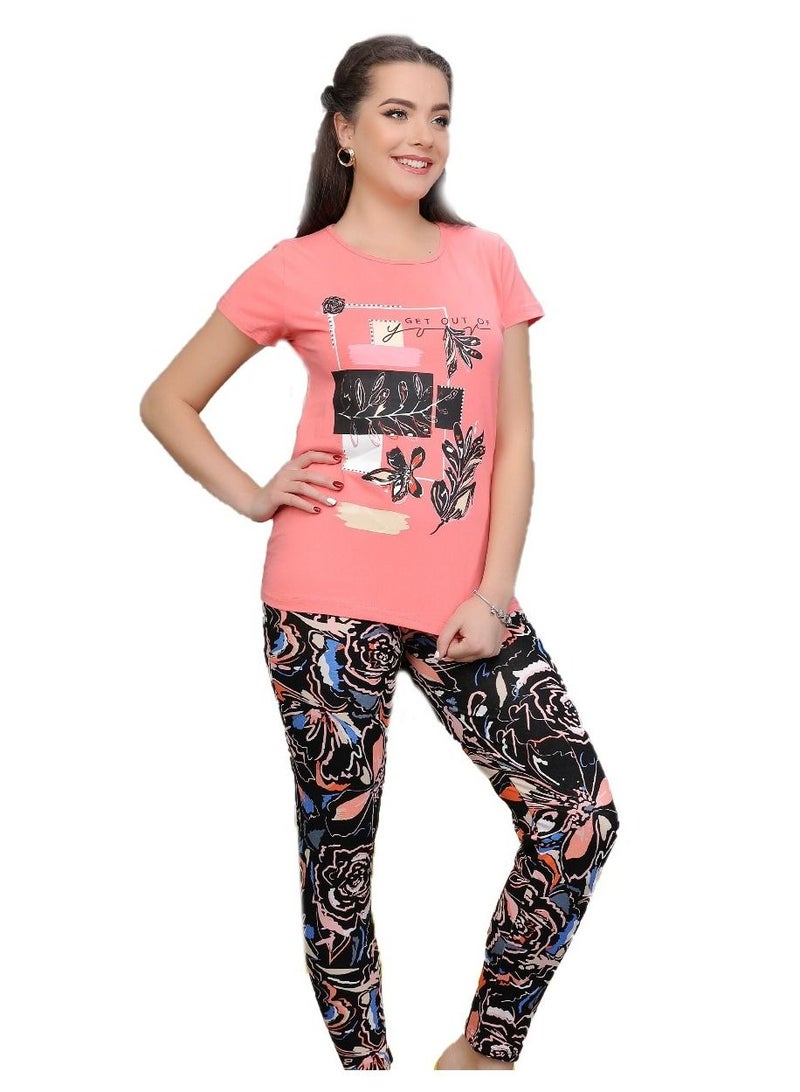 Ganna Women's Cotton Short Sleeve Pajamas