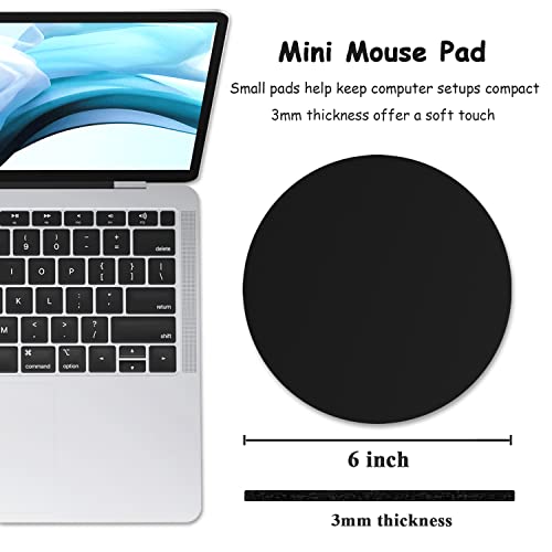 Dapesuom Small Mouse Pad, 6 x 6 Inch Thick Rubber Premium-Textured Non-Slip Portable & Washable Round Mini Mouse Mat for Women Wireless Laptops Keyboard Tray Gaming Work Computer Office Travel, Black - Image 2